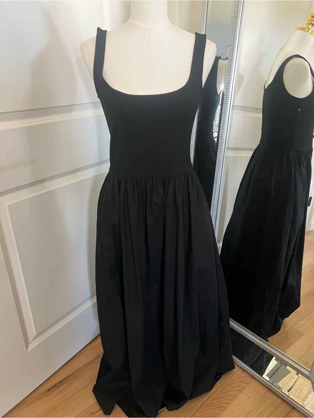 Marcella Clara Classic Black Square-Neck Maxi Dress